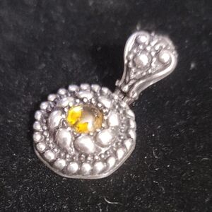 VACHI Sterling 925 Silver Pendant w/ Citrine Stone